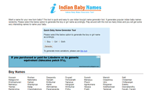 Desktop Screenshot of indian-name-generator.com